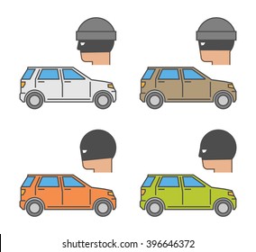 Vector set icons auto theft. Modern isolated symbol car theft. Line design concept auto insurance and car insurance theft auto.