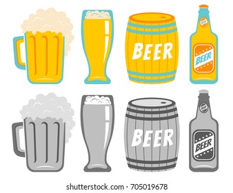 Vector set icons of a beer drinks. Vector icons beer for Oktoberfest.