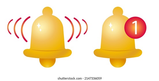 Vector set icons of bell in flat style. Vector bells for notification.