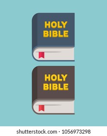 Vector Set of Icons Bible with the inscription Holy Bible on the cover. Stock illustration Book of the Bible 