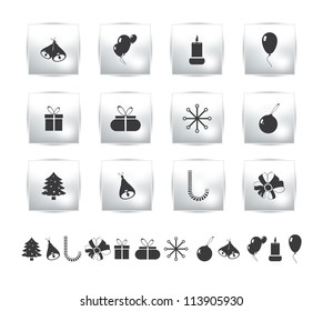 Vector set icons birthday and celebration. new year