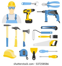 Vector set icons of builder equipment vector illustration