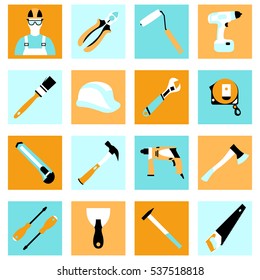 Vector set icons of builder equipment vector illustration