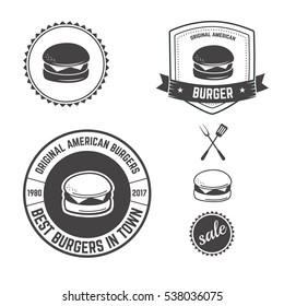 Vector set icons of burger fast food logo