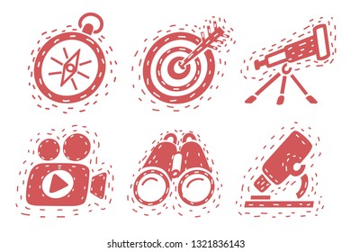 Vector set icons for business, banking, contact, social media, technology, seo, logistic, education, travel, researching.