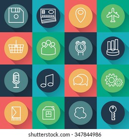vector set of icons of business and entertainment theme in flat design
