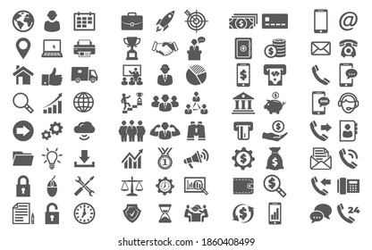 Vector set icons Icons for business finance and contact on white background