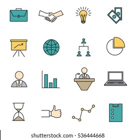 Vector set icons set for business on white background