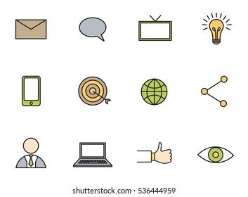 Vector set icons set for business on white background
