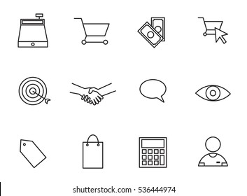 Vector set icons set for business and shopping on white background