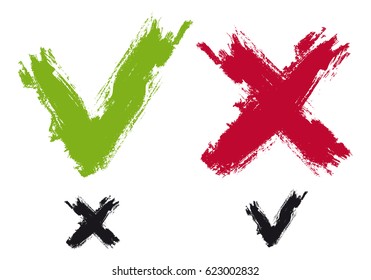 Vector set icons check marks in vintage style.