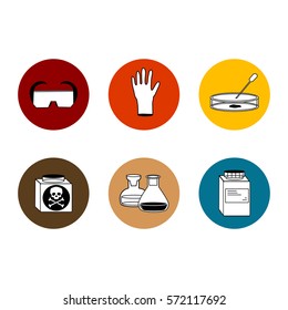 vector set of icons with chemistry tools for school or science laboratory in flat style
