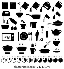 vector set icons cooking manual instructions