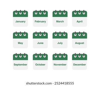 Vector conjunto de iconos. Icono de calendario diario, mensual y anual