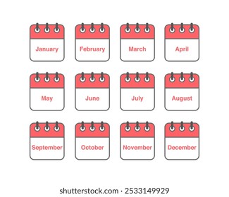 Conjunto vetorial de ícones. Ícone de calendário diário, mensal e anual