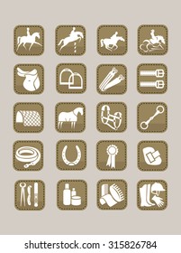 Vector  set icons denoting horse themed items