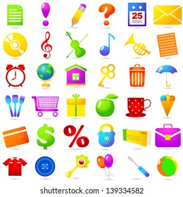 Vector set icons with different objects