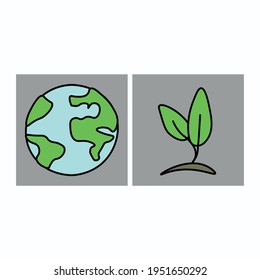 Vector set icons eco earth and plant