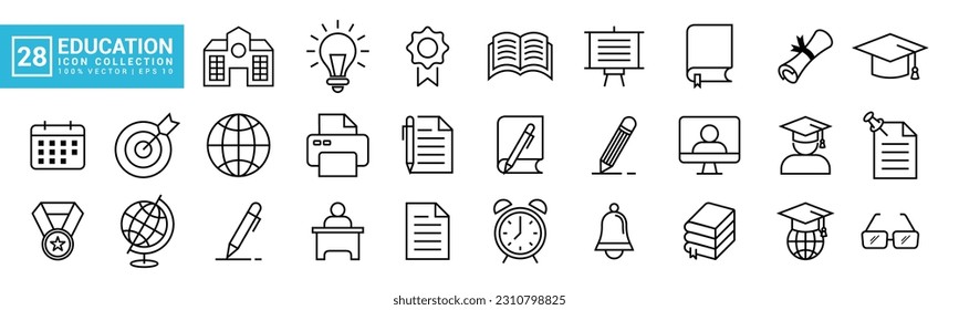 Vector set of icons of education, graduation, ranking, teaching, school equipment, editable and resizable vector icons EPS 10.