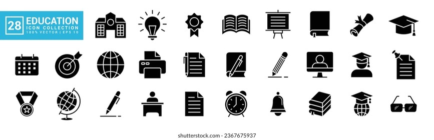 Vector set of icons of education, graduation, ranking, teaching, school equipment, editable and resizable vector icons EPS 10