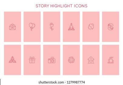 Vector set of icons and emblems for social media story highlight covers - design templates for lifestyle, travel and beauty bloggers and photographers, designers, creative entrepreneurs