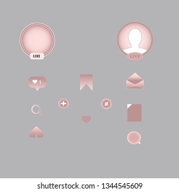 Vector set of icons and emblems for social media story highlight covers - design templates for lifestylebloggers and designers, creative entrepreneurs.grey background