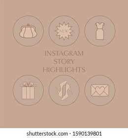 VECTOR set of icons and emblems for social media story highlight covers- design templates for lifestyle, travel and beuty bloggers, designers