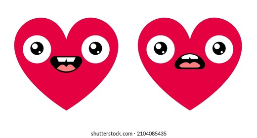 Vector set icons of emoji hearts. Vector illustration of positive and negative heart.