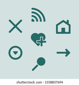 Vector set of icons, figures of green color.