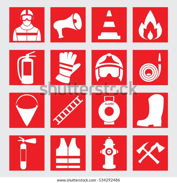 Vector Set Icons Firefighting Equipment Vector Stock Vector (Royalty ...