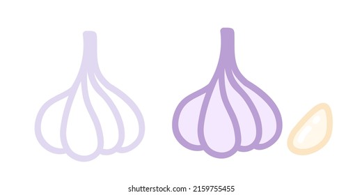 Vektorsymbol von Knoblauch. Vektorgrafik von Garlics. Handgezeichnetes Gemüse.