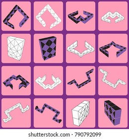 Vector set of icons with geometric shapes