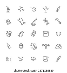 Vector set of icons. Gynecology