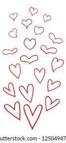 Vector set of icons. Hand drawn hearts in different doodling style. For Valentine's day cards. 