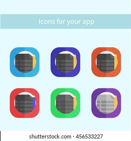 Vector set icons.App icon. Notes and calendar.