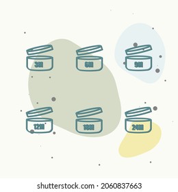 Conjunto de vectores de iconos que indican el periodo del producto después de la apertura. Fecha de vencimiento después de abrir el paquete sobre fondo multicolor.