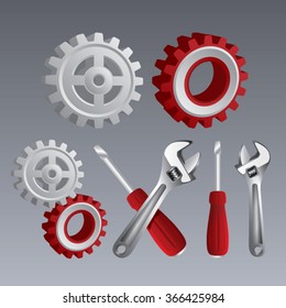 Vector set of icons isolated - Gears Screwdriver Wrench