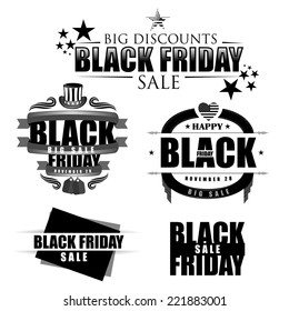 vector set of icons labels on the big Black Friday discounts and sales