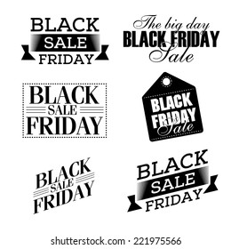 vector set of icons labels on the big Black Friday discounts and sales