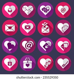 vector set of icons or labels for St. Valentine's Day mailing