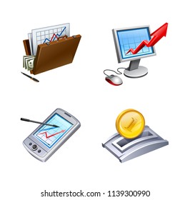 vector set of icons logos for business and financial statistics