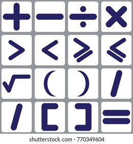 Vector set of icons with mathematical symbols