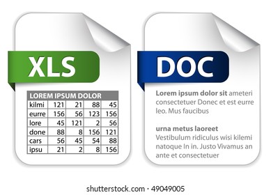 Vektorsatz von Symbolen für Office-Dateiendungen (Text, Tabellen)