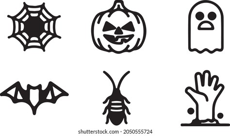 vector set of icons on the theme of halloween