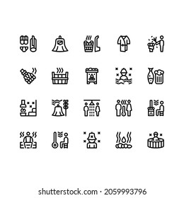 Vector set of icons on the theme of sauna.