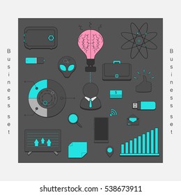 Vector set of icons on a theme business