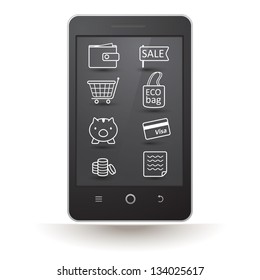 Vector set of icons for on-line shopping with smart phone