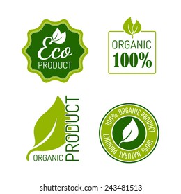 Vector set of icons for organic food and natural products. Eps10