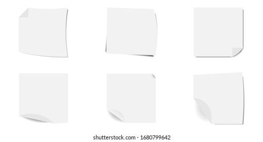 vector set of icons with paper notes on transparent background