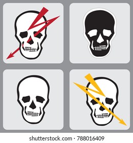 Vector set of icons with a picture of a human skull